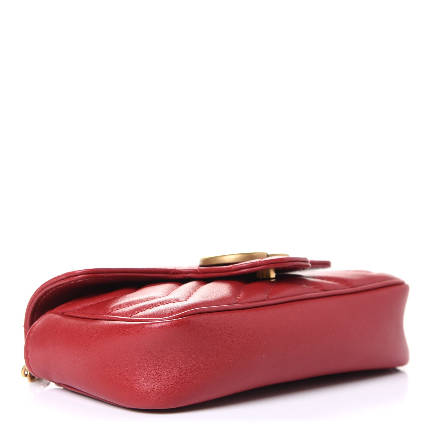 Calfskin Matelasse Super Mini GG Marmont Shoulder Bag Hibiscus Red