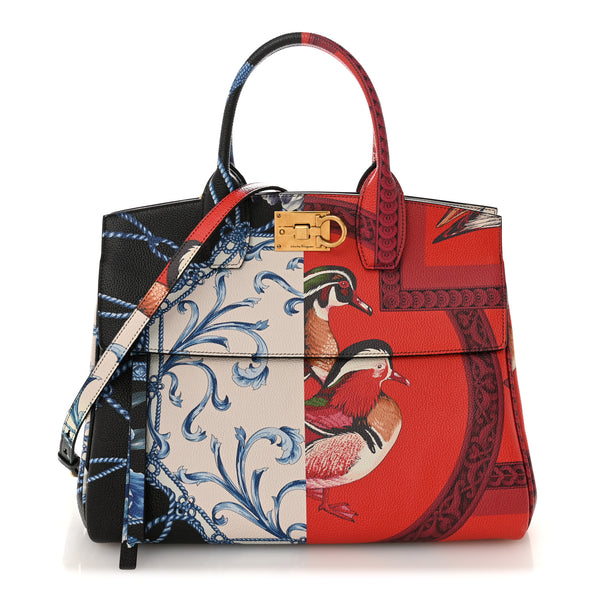 Salvatore Ferragamo Calfskin Elisabetta Piccolo Print Large The