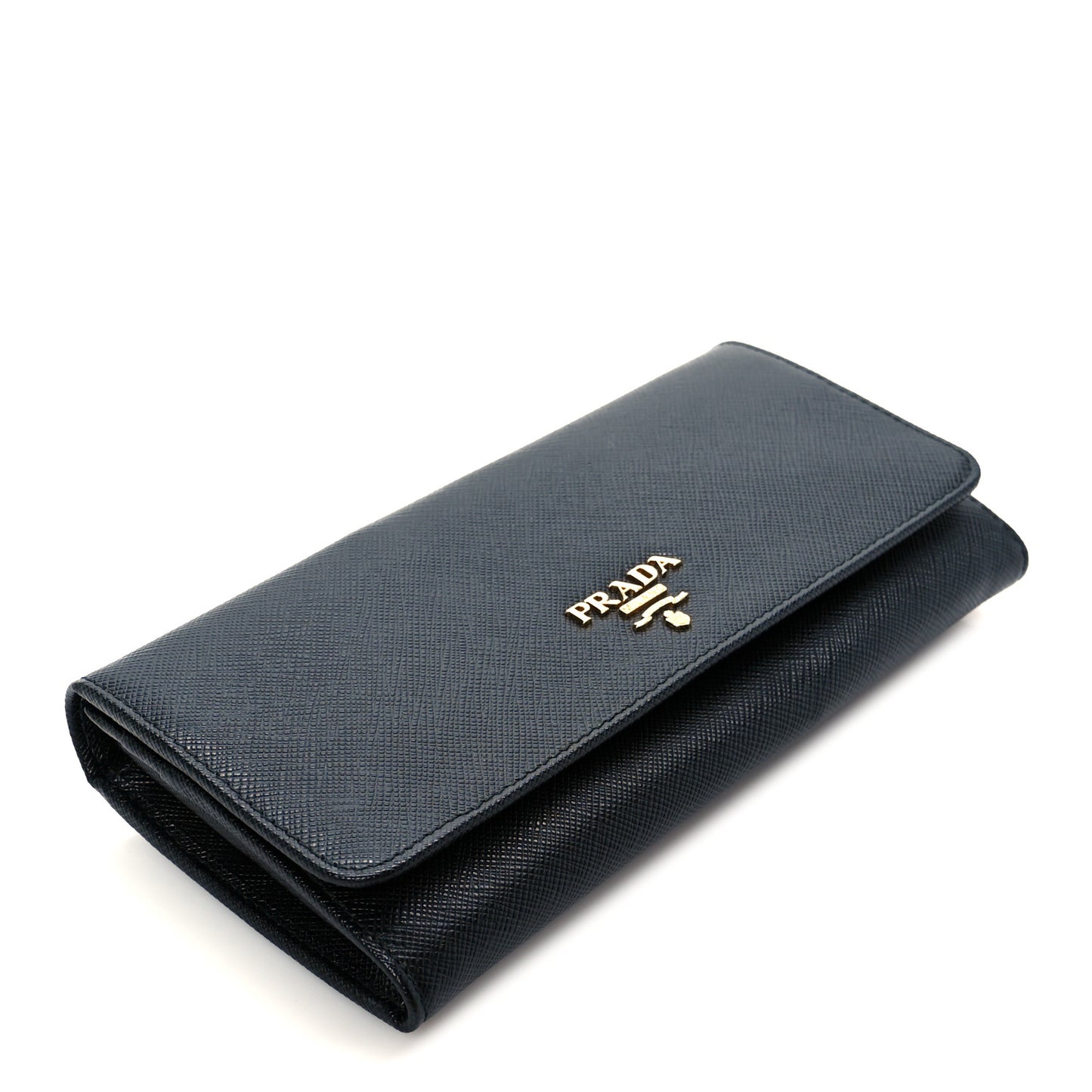 Saffiano Metal Continental Flap Wallet Black