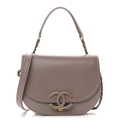 Chanel Shiny Calfskin Goatskin Quilted Small Coco Curve Messenger Flap Grey 1 of 15