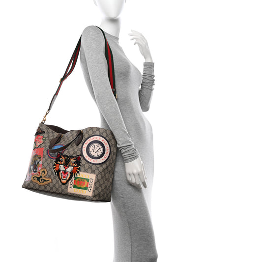 Soft GG Supreme Monogram Courrier Medium Crossbody Tote Beige New Acero