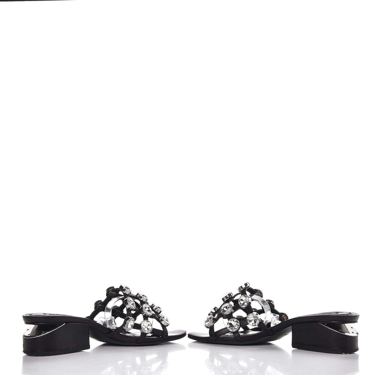 Alexander Wang Calfskin Crystal Embellished Amelia Cut Out Sandals 35 Black 5 of 11