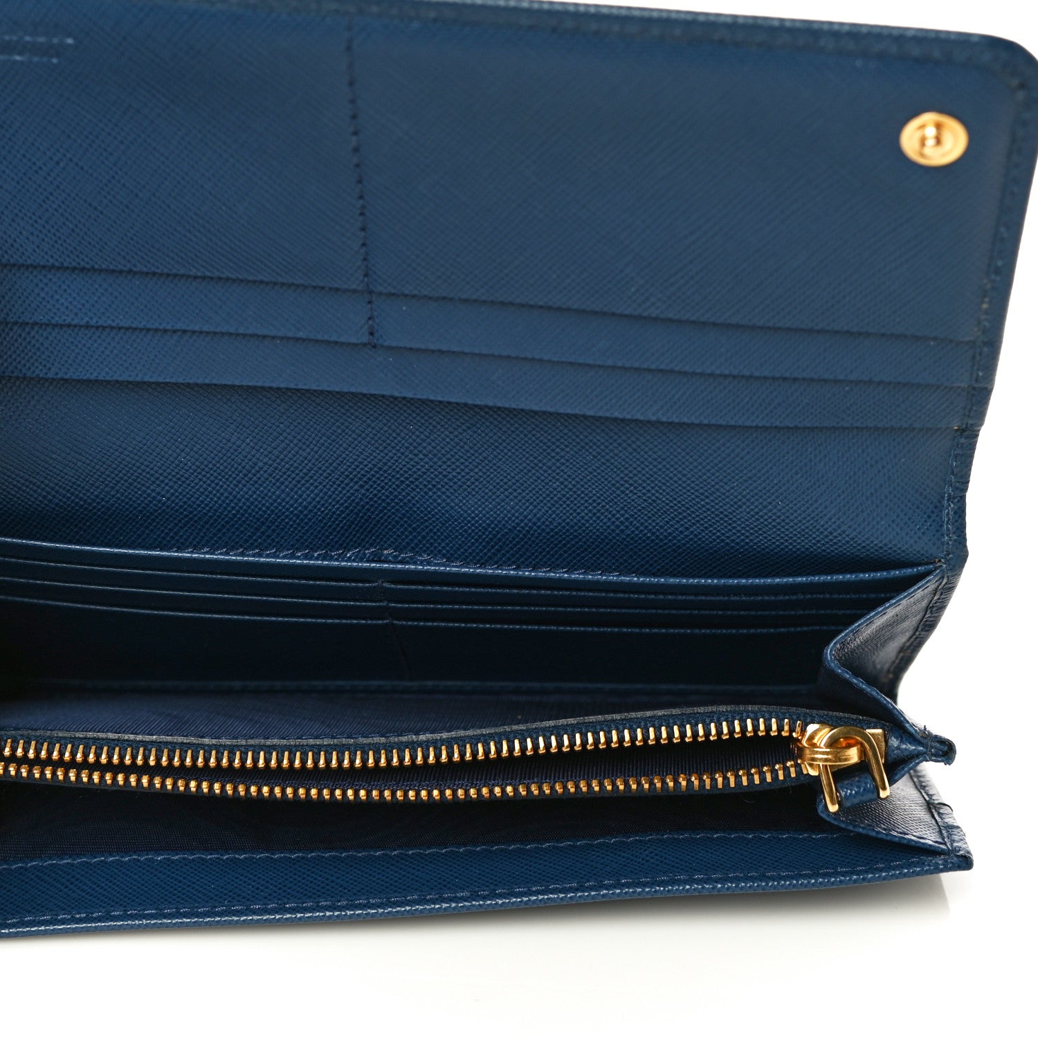 Prada Saffiano Metal Continental Flap Wallet Bleuette 5 of 11