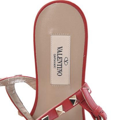 Valentino Garavani Calfskin Rockstud Ankle Wrap Flat Thong Sandals 35 Rouge Pur 7 of 10