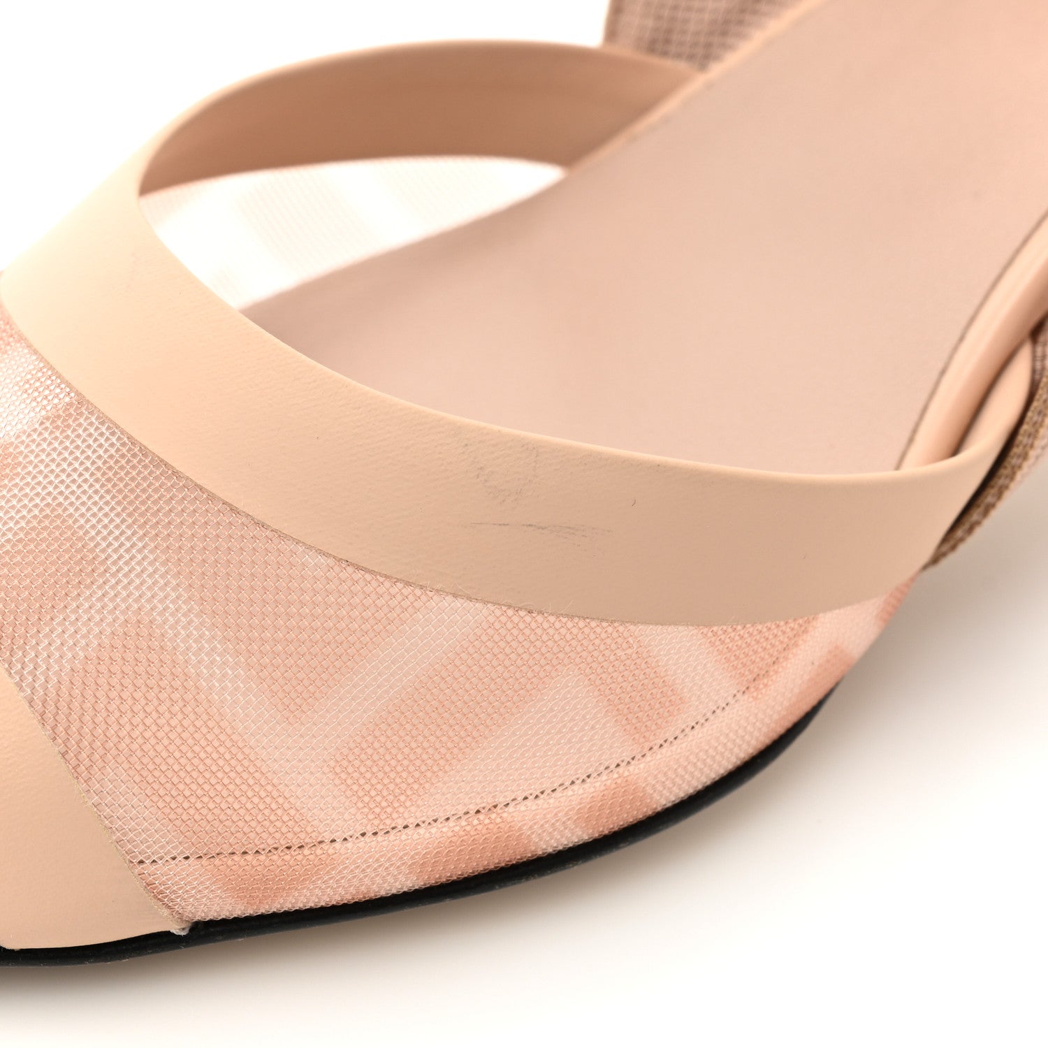 Fendi Technical Mesh FF Colibri 55mm Slingback Pumps 36.5 Rose Nudo 11 of 12