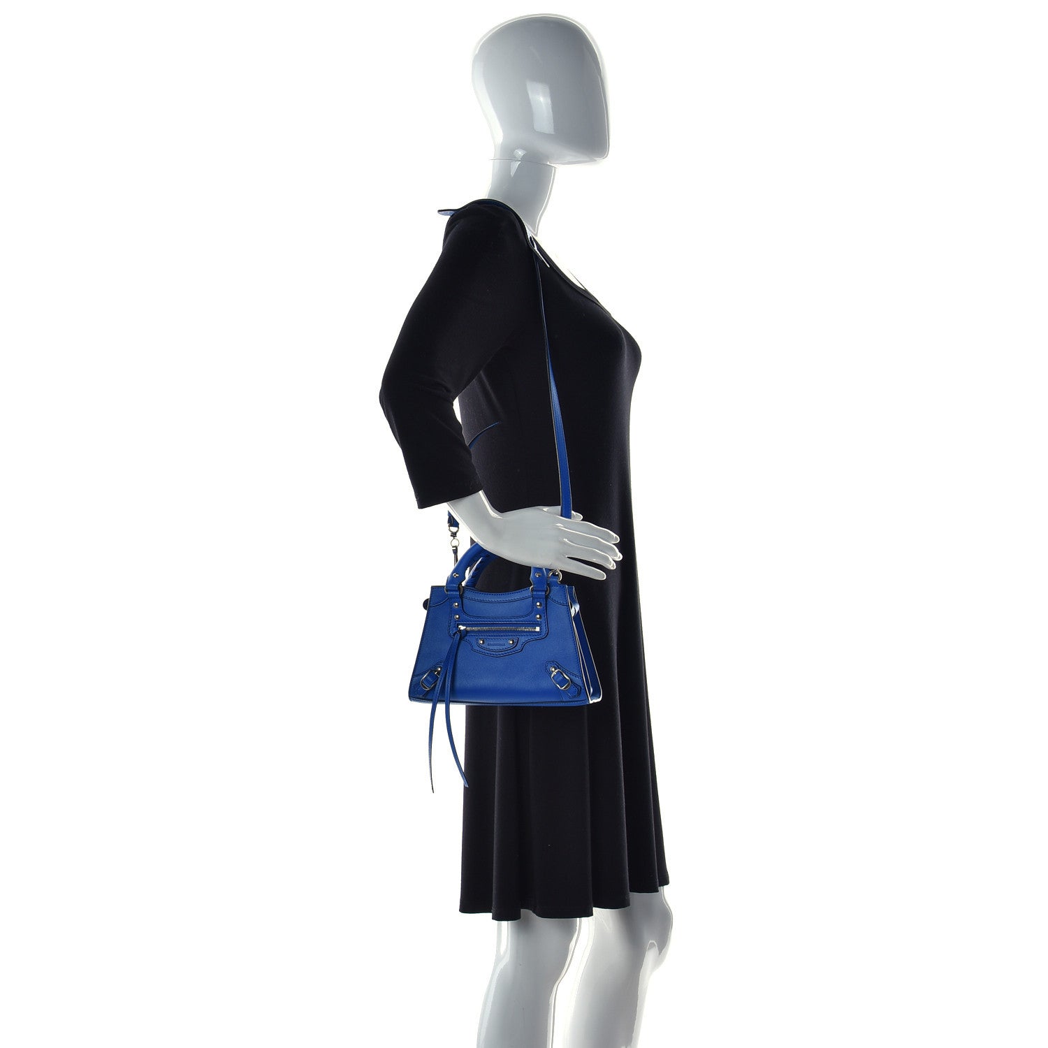 Balenciaga Smooth Calfskin Neo Classic Silver Hardware Mini City Bleu 2 of 11