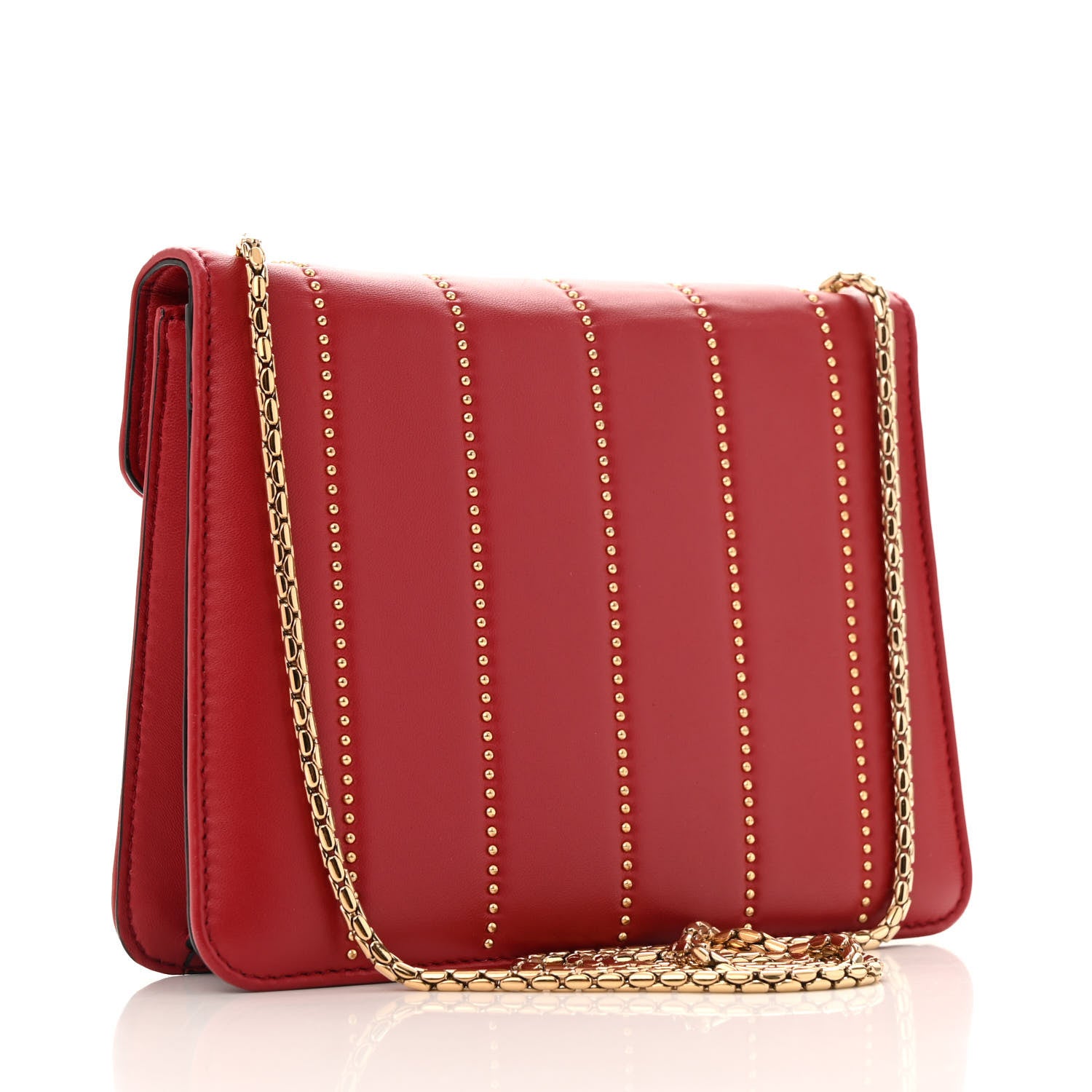 Bulgari Calfskin Star Studded Serpenti Forever Crossbody Bag Red 4 of 14