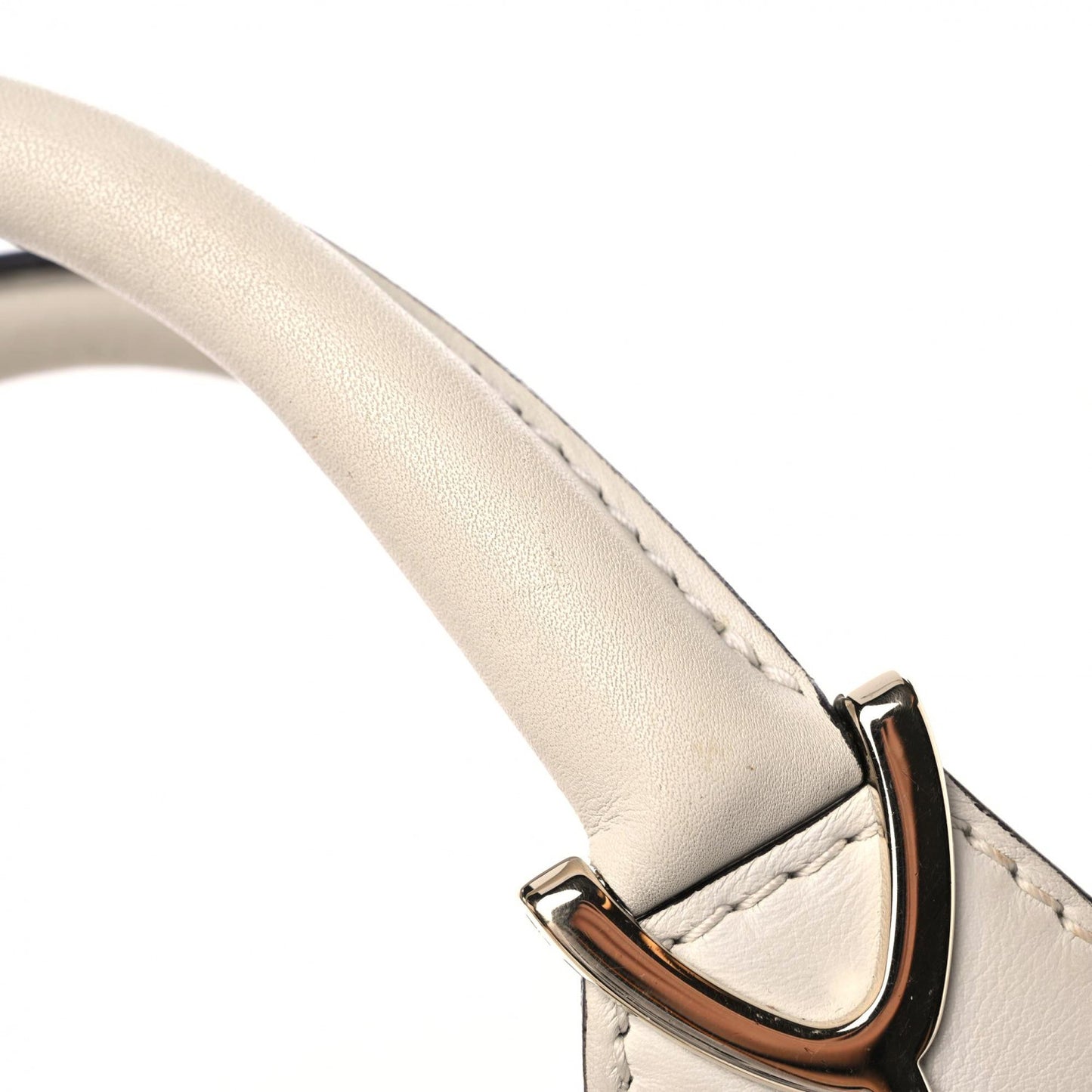Calfskin Medium Stirrup Top Handle Bag White