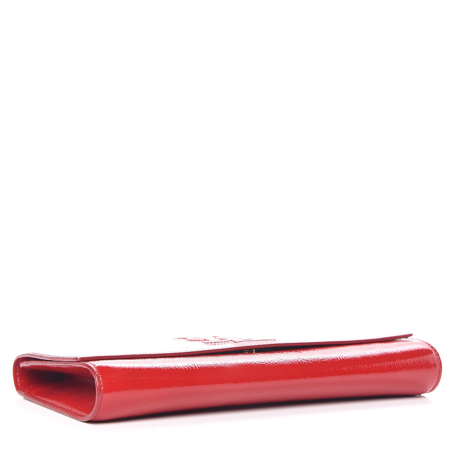 Saint Laurent Textured Patent Monogram Large Belle De Jour Clutch Red 4 of 9