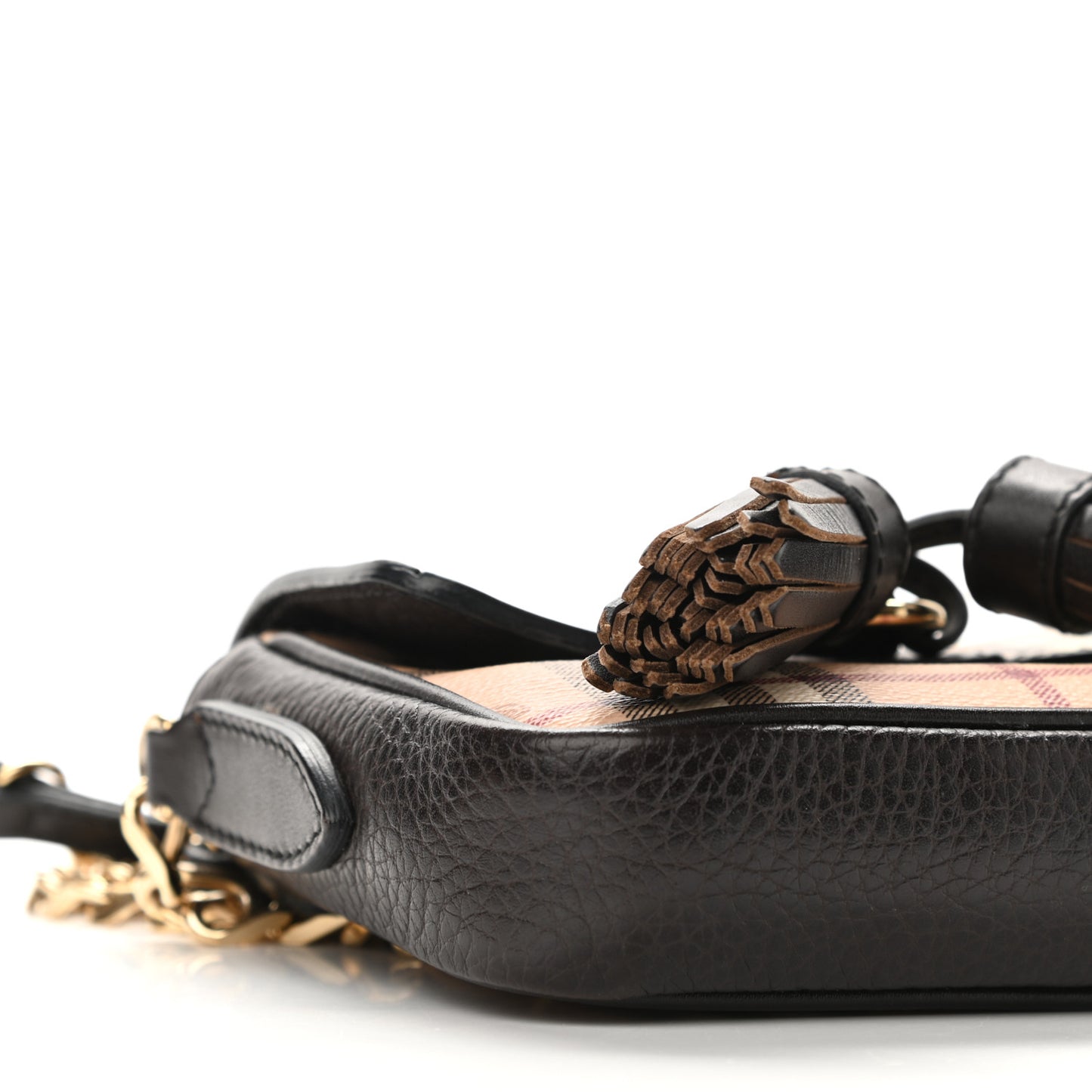 Haymarket Check Mini Tassel Crossbody Bag Chocolate