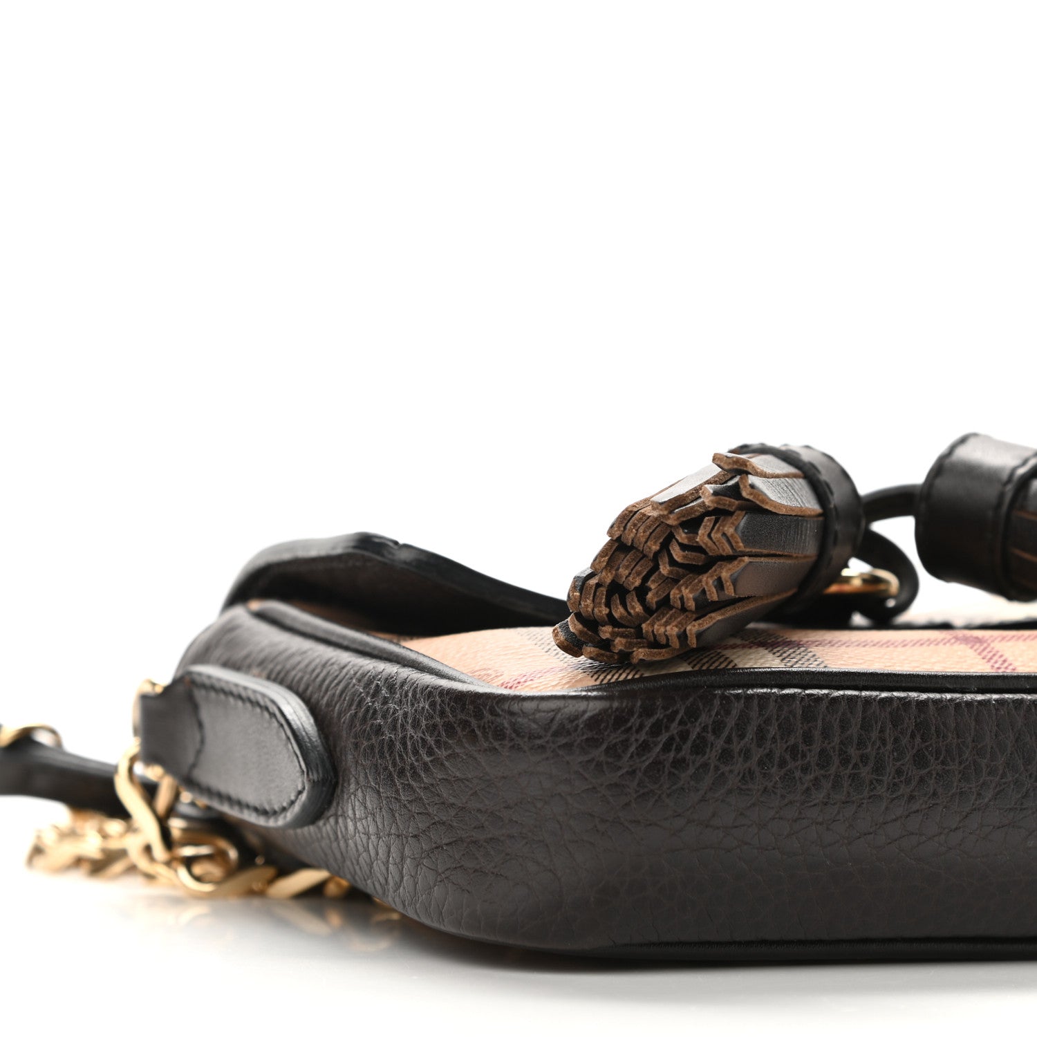 Burberry Haymarket Check Mini Tassel Crossbody Bag Chocolate 11 of 12