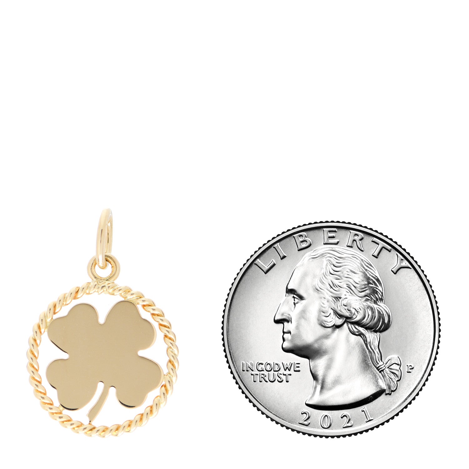 Tiffany 18K Yellow Gold Four Leaf Clover Round Charm 2 of 3