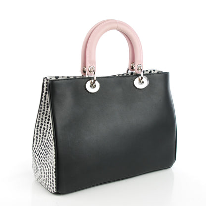 Christian Dior Calfskin Medium Spotted Diorissimo Bag Pink Black 4 of 8