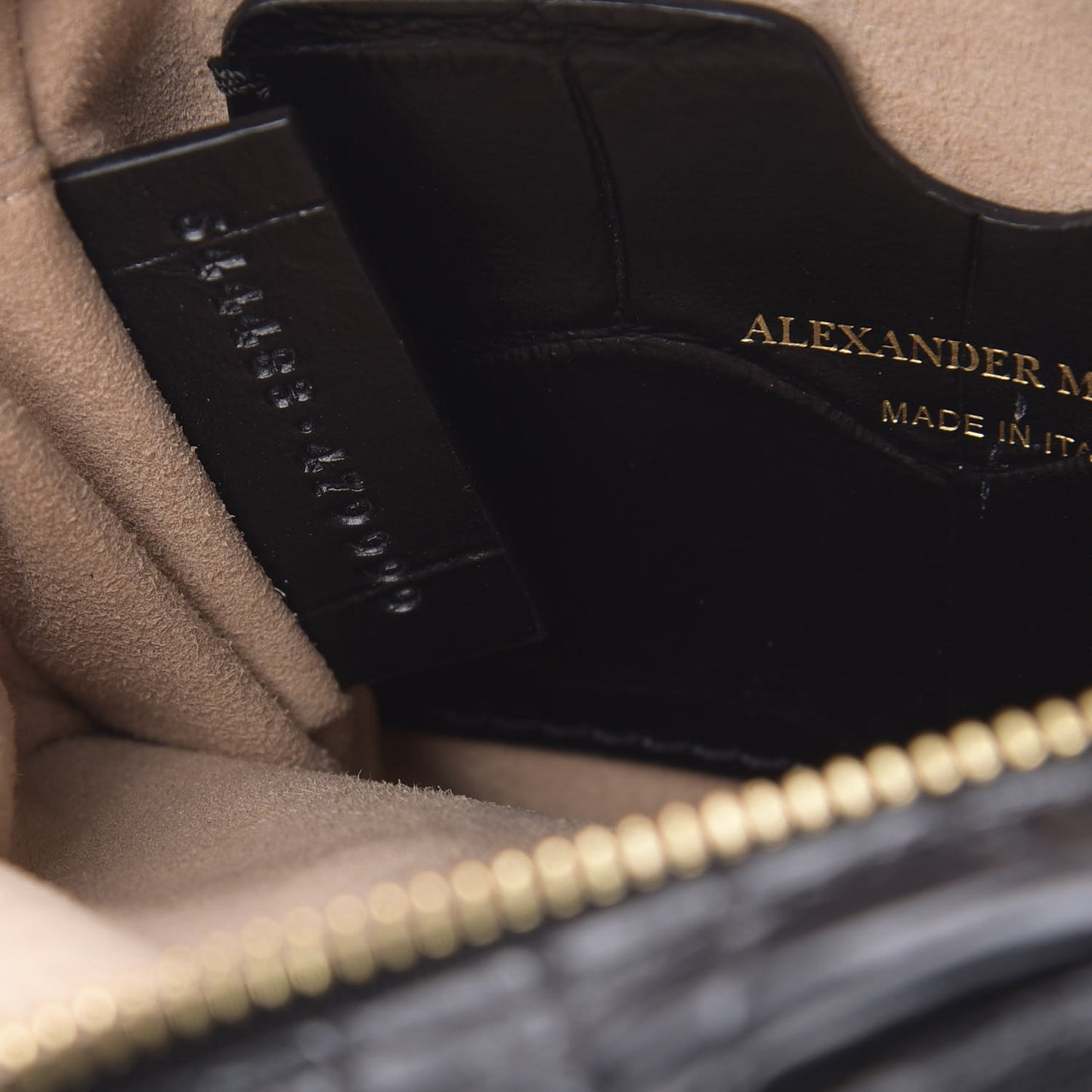 Calfskin Crocodile Embossed Camera Shoulder Bag Black