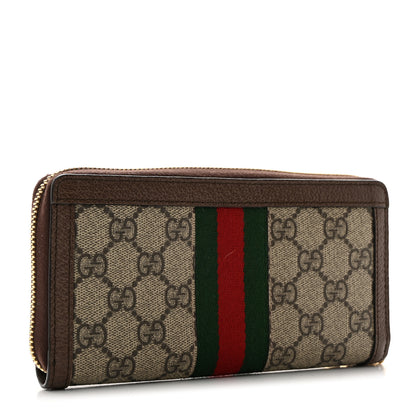 Gucci GG Supreme Monogram Web Ophidia Zip Around Wallet Brown 3 of 10