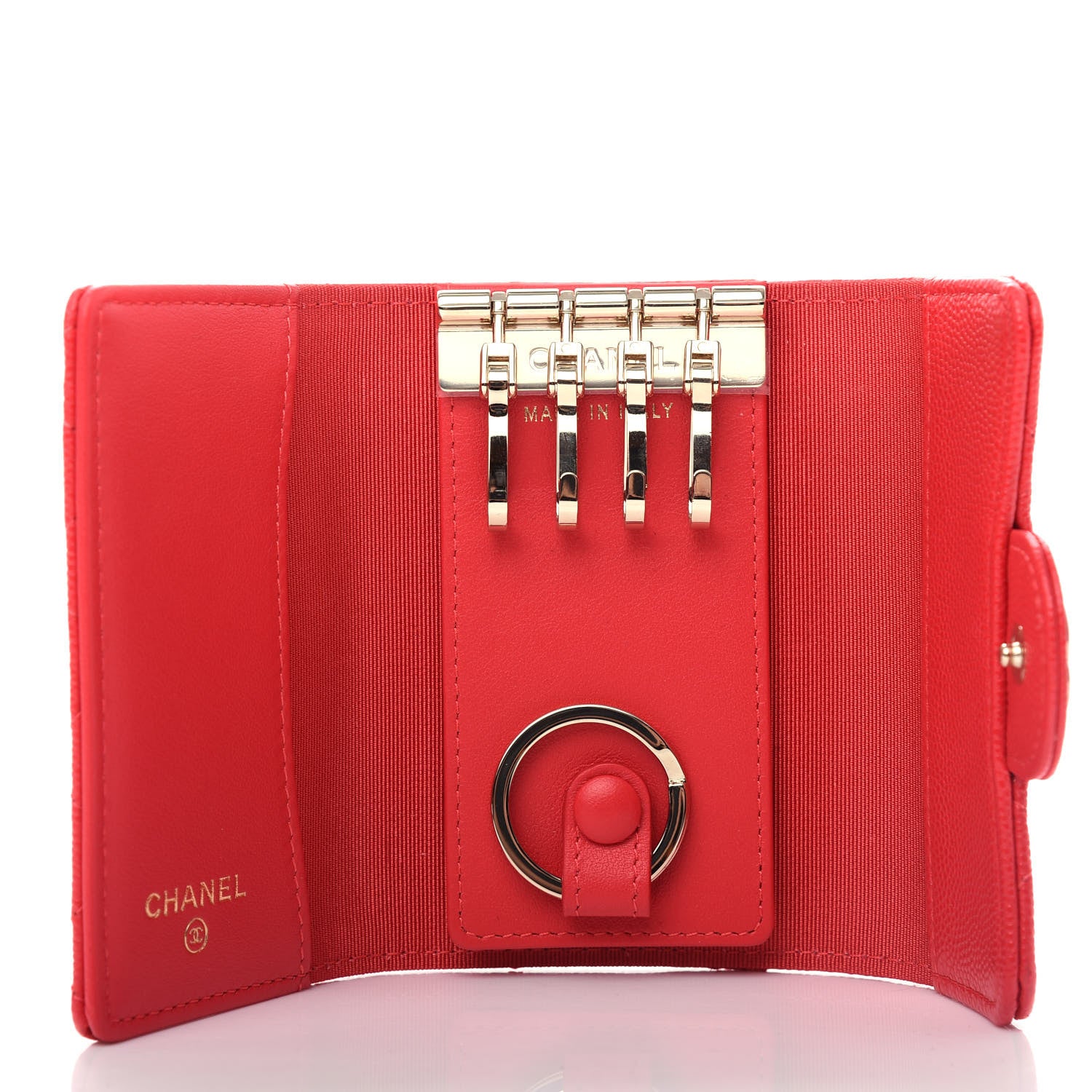 Chanel Caviar Quilted Classic 4 Key Holder Wallet Red 5 of 9