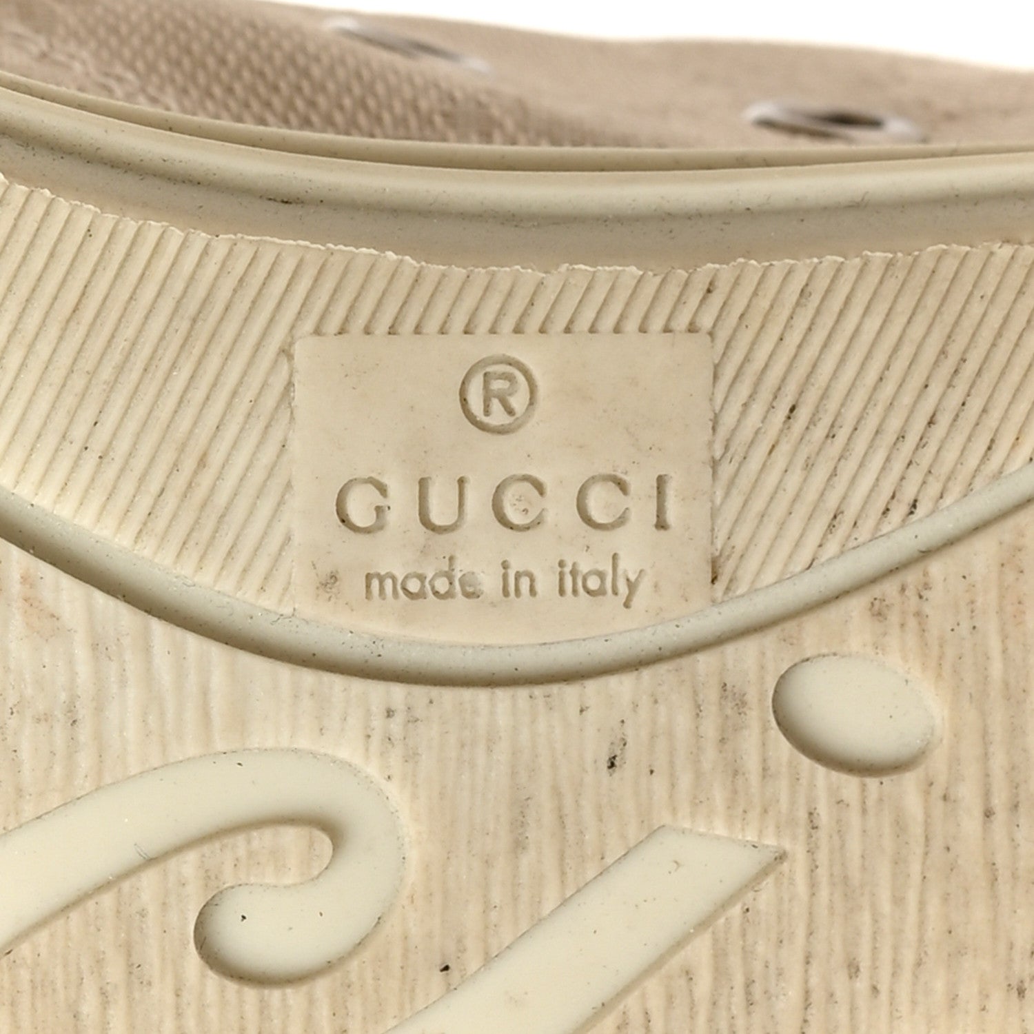 Gucci Washed Cotton GG Monogram Calfskin Womens High Top Sneakers 37 White Mystic White Great White 7 of 7