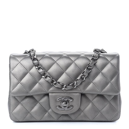 Chanel Metallic Calfskin Quilted Mini Rectangular Flap Ruthenium 1 of 8