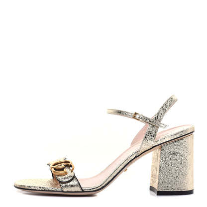 Gucci Galassia GG Marmont Ankle Wrap 75mm Sandals 41 Platino 1 of 7