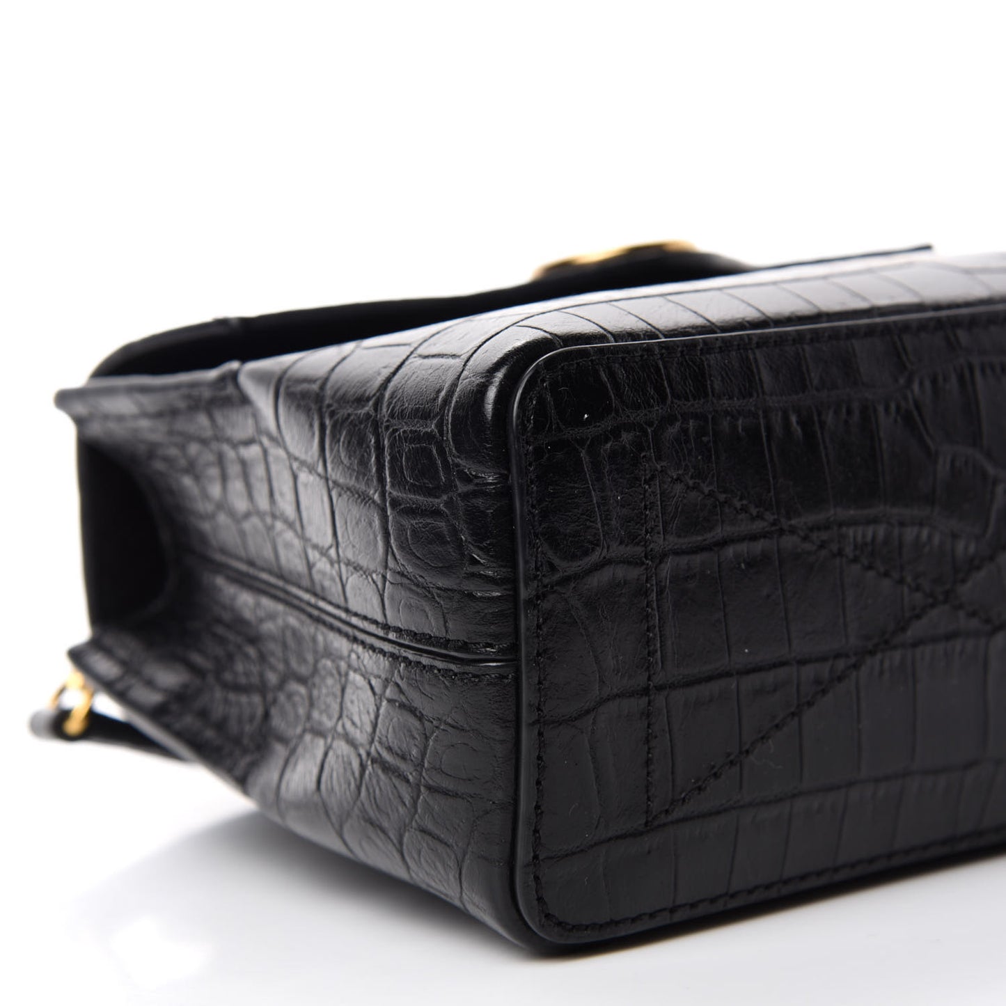Calfskin Crocodile Embossed Micro Seaton Black