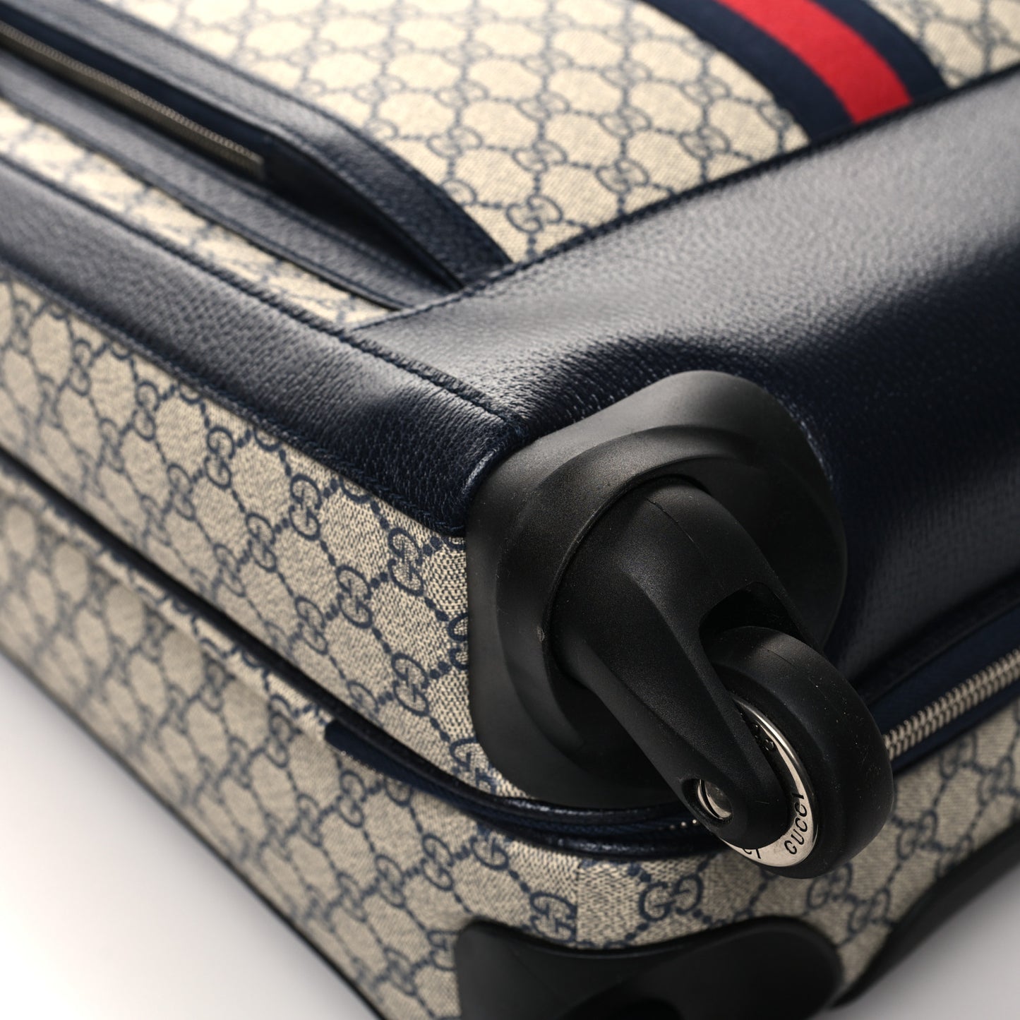 GG Supreme Monogram Textured Dollar Calfskin Web Savoy Cabin Plus Trolley Beige Blue
