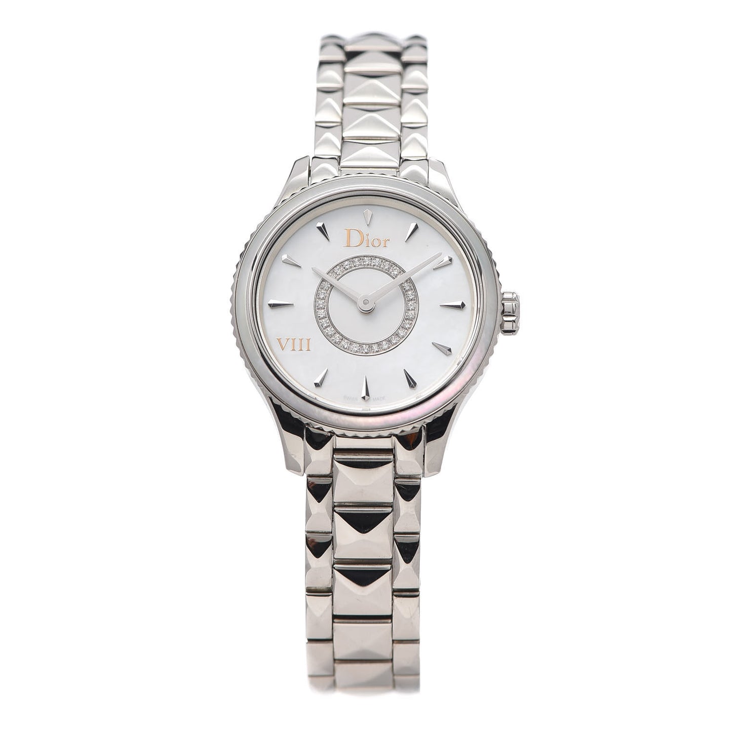 Stainless Steel Diamond Mother of Pearl 25mm Dior VIII Montaigne Quartz Watch