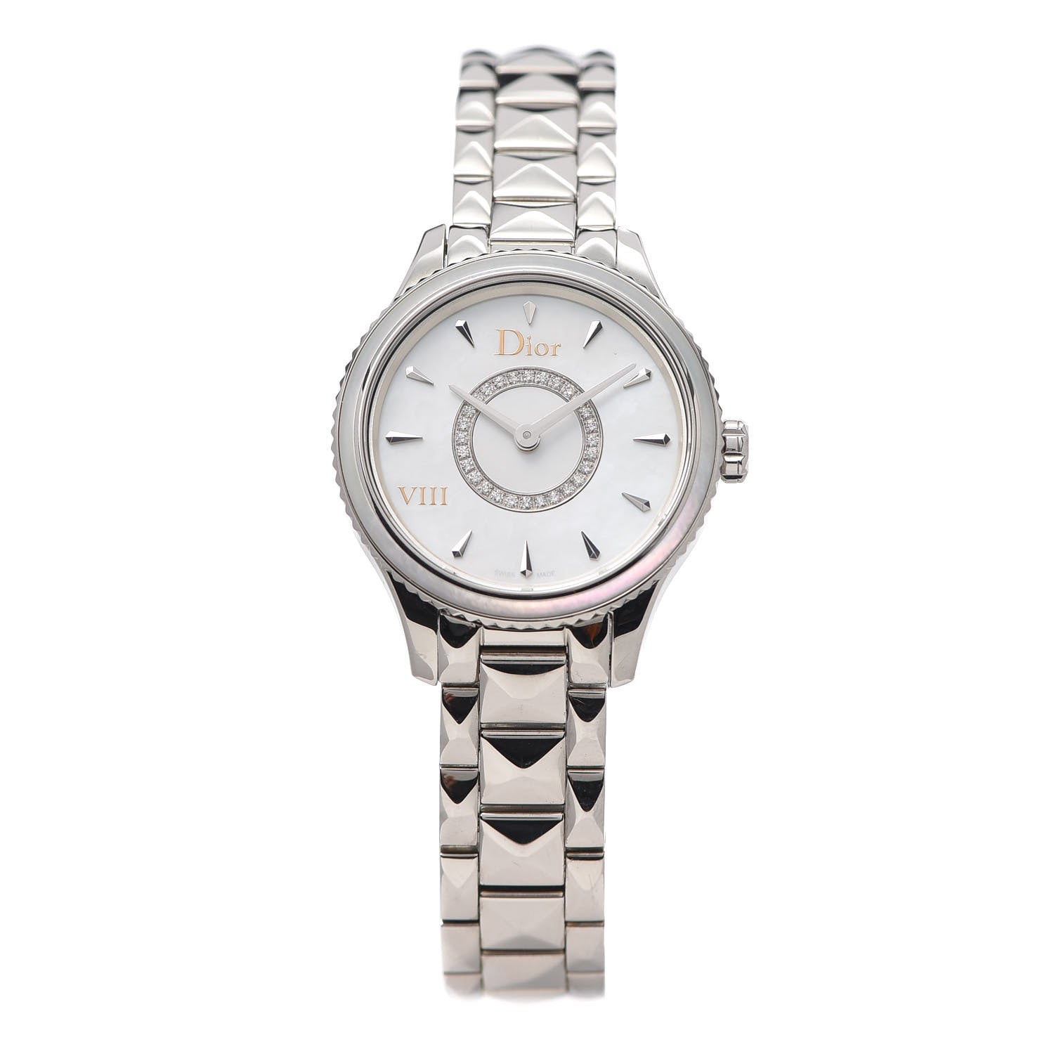 Christian Dior Stainless Steel Diamond Mother of Pearl 25mm Dior VIII Montaigne Quartz Watch 1 of 6