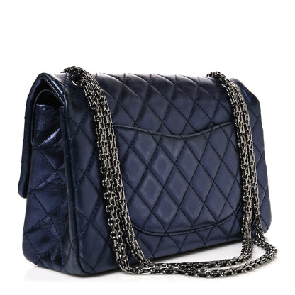 Chanel Metallic Aged Calfskin Quilted 2.55 Reissue 226 Flap Dark Navy Blue 3 of 10