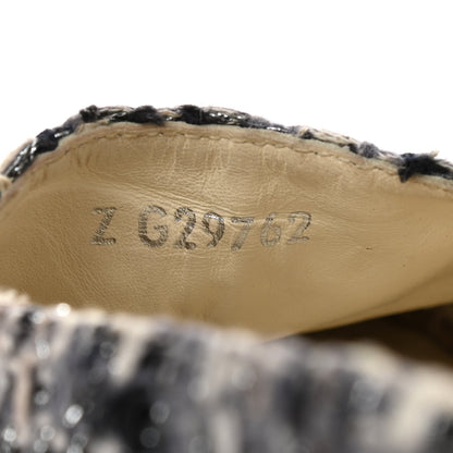 Chanel Metallic Tweed Lambskin CC Espadrilles 38 Blue Black Silver 9 of 14