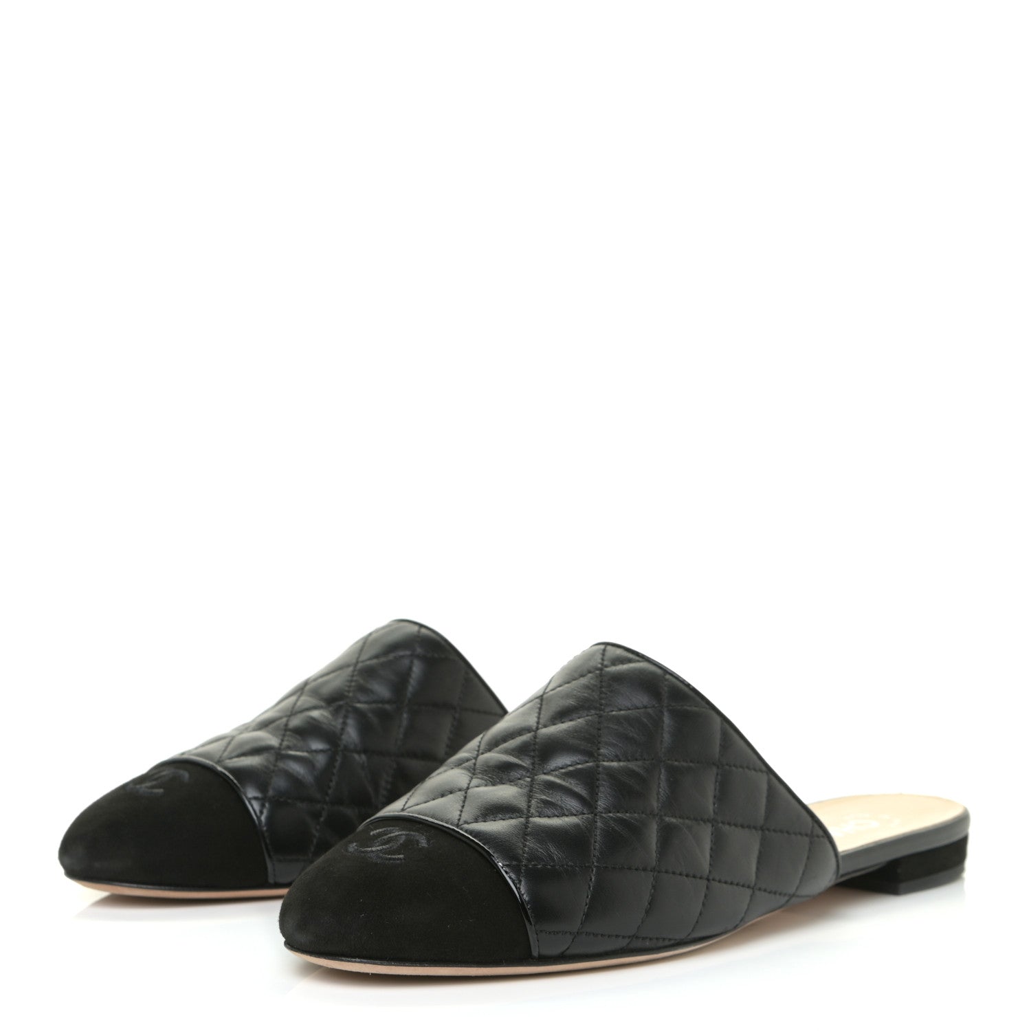 Chanel Lambskin Kid Suede Quilted Mules 40.5 Black 3 of 17