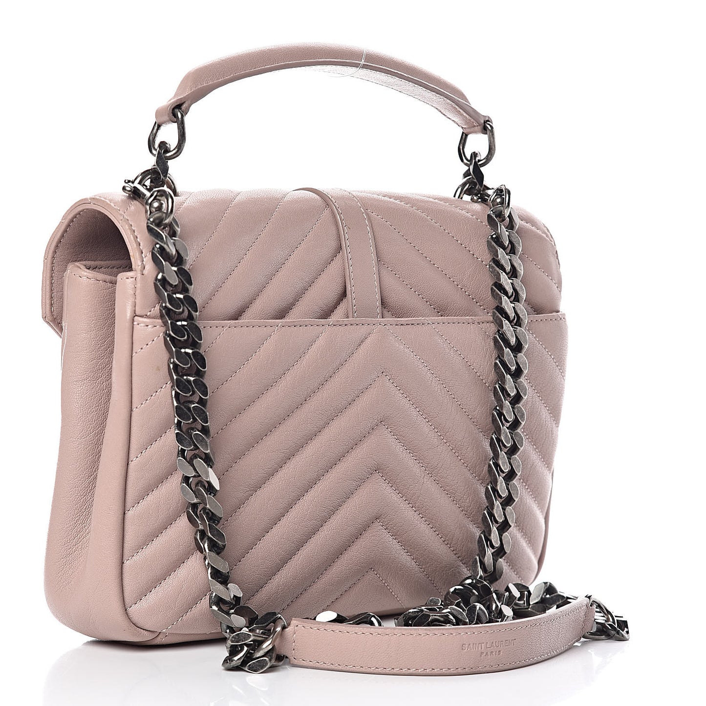 Sheepskin Matelasse Chevron Monogram Medium College Bag Rose Poudre