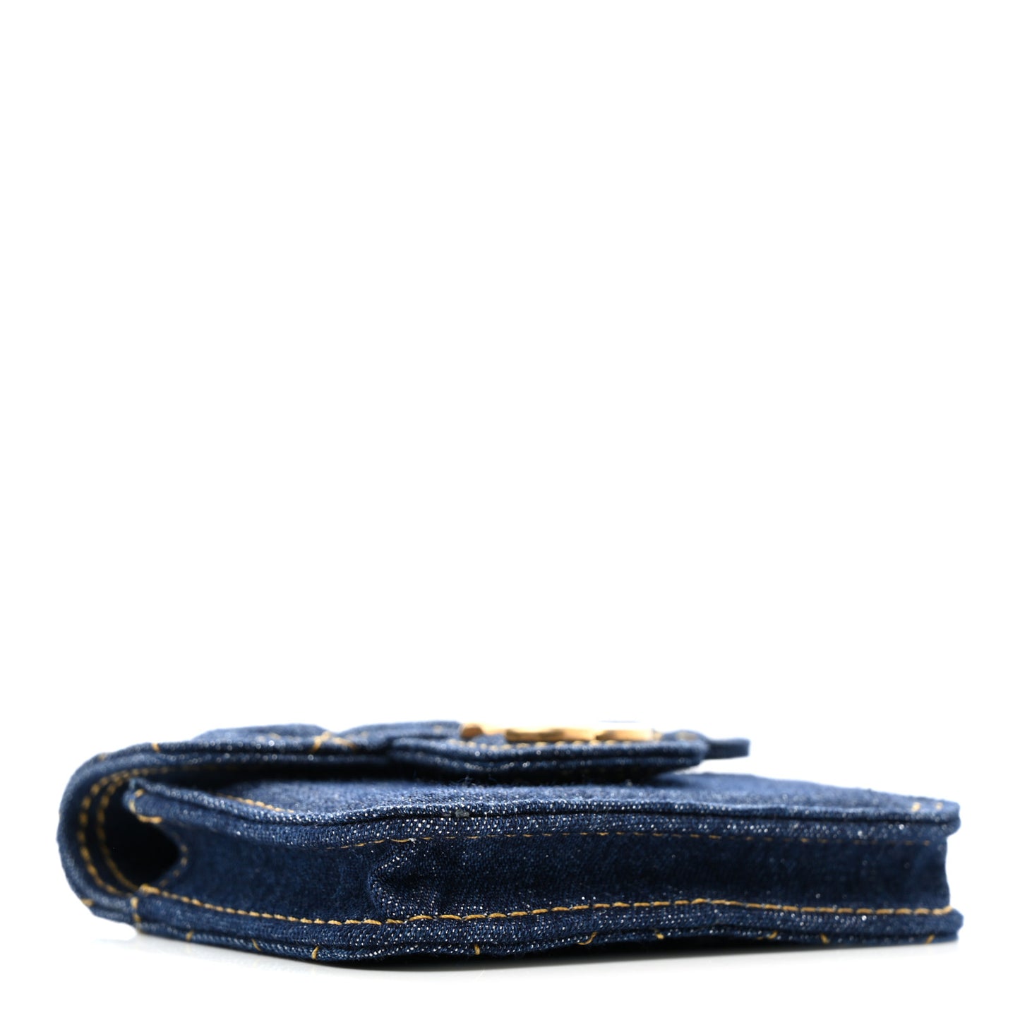 Denim Quilted Double You Flap Bag Charm Blue