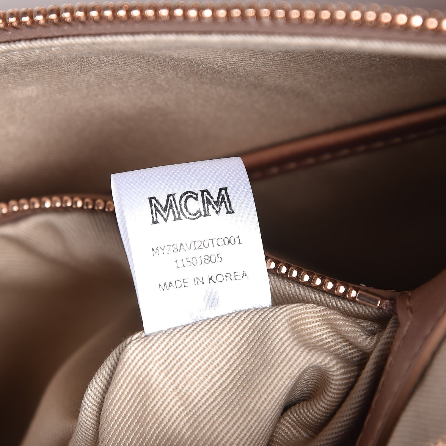 MCM Metallic Visetos Medium Crossbody Pouch Champagne 7 of 7