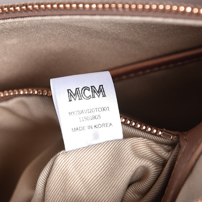 MCM Metallic Visetos Medium Crossbody Pouch Champagne 7 of 7