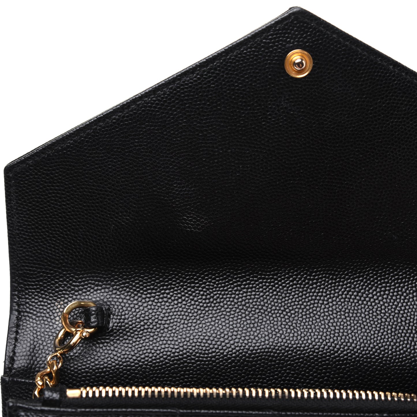 Grain De Poudre Matelasse Chevron Monogram Envelope Chain Wallet Black
