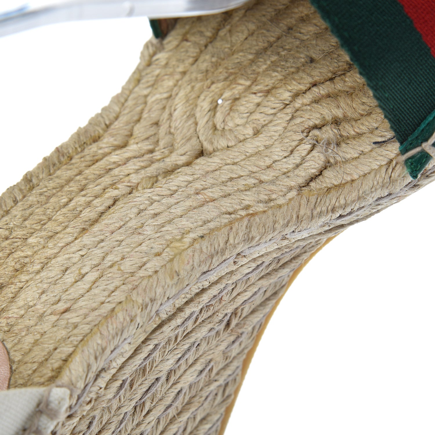 Gucci Canvas Malaga Kid Web Ankle Wrap Espadrille Wedge Sandals 40 Green Red Mystic White Emerald 12 of 19