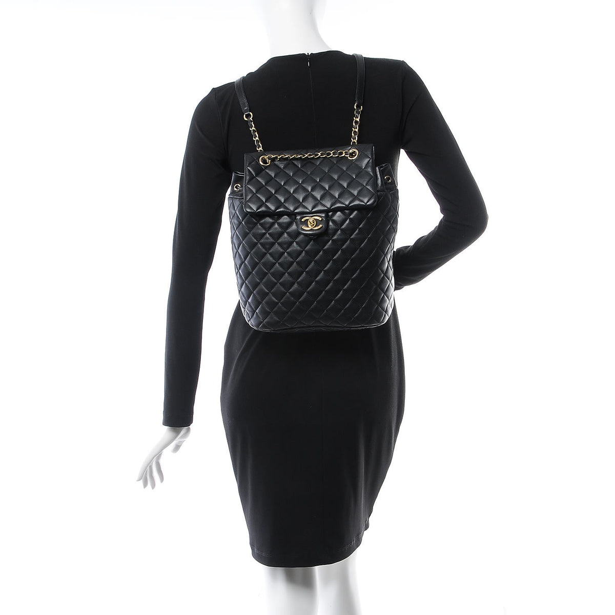 Lambskin Quilted Large Urban Spirit Backpack Black