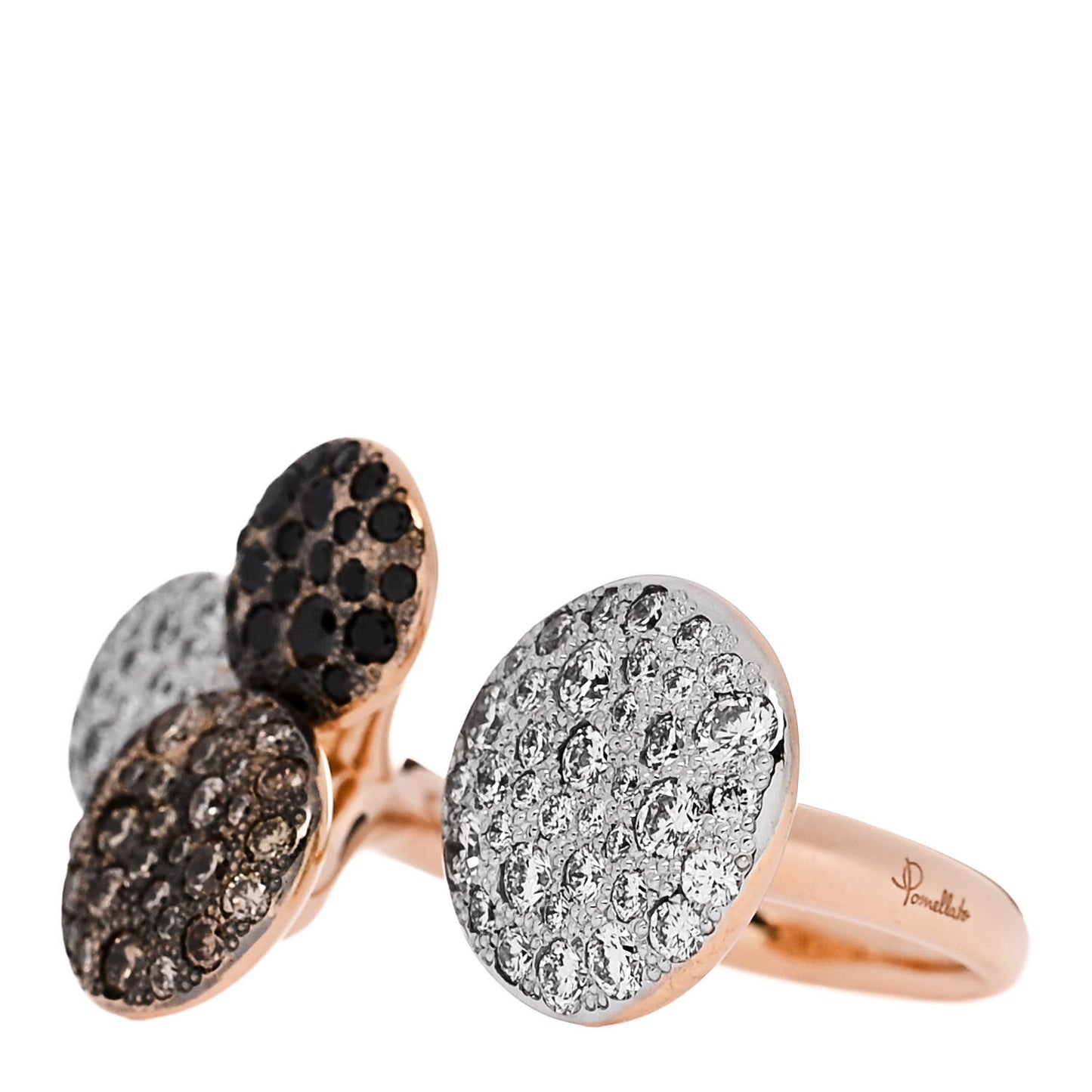 18K Rose Gold Diamond Sabbia Disc Cuff Pave Ring 53 6.5