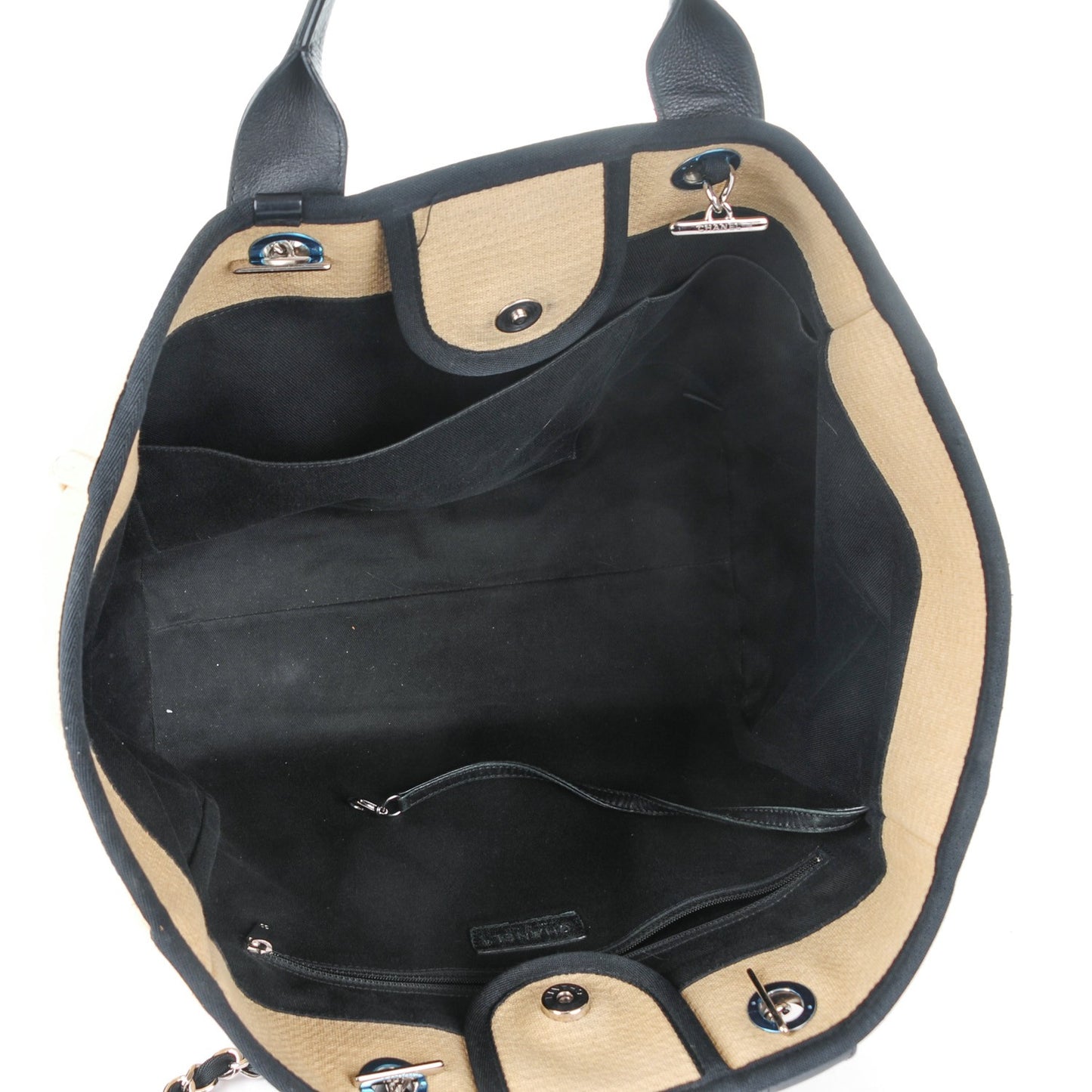 Canvas Large Deauville Tote Beige Black