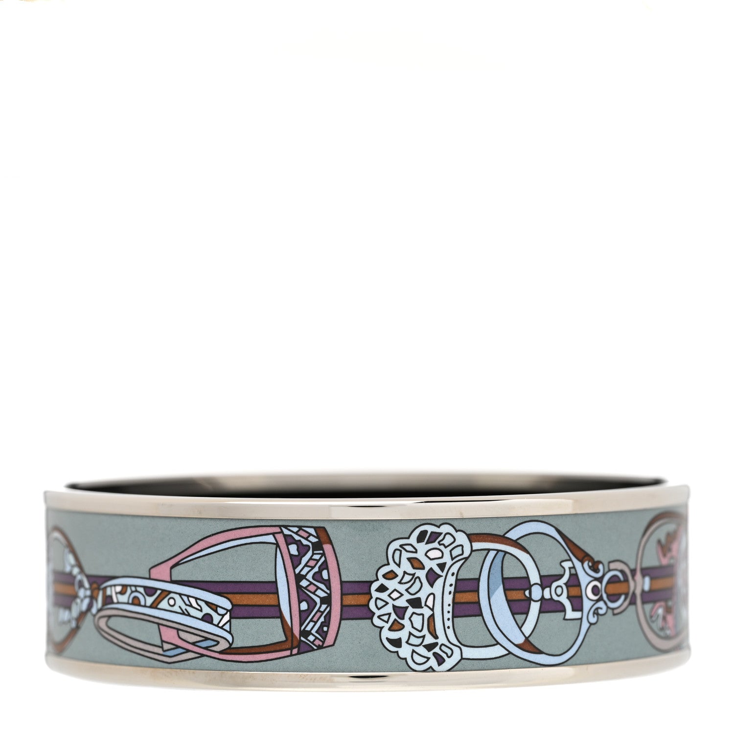 Hermes Enamel Printed Wide Concours D'Etriers Bracelet 3 of 6