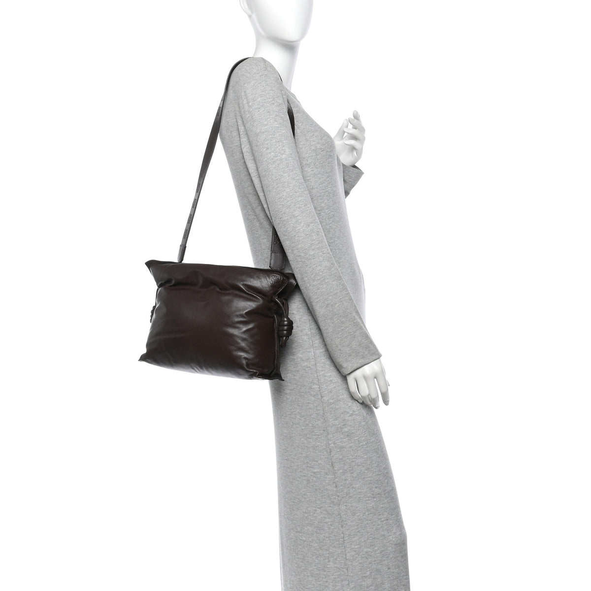 Loewe Calfskin Flamenco Puffer Knot Bag Dark Brown 2 of 9