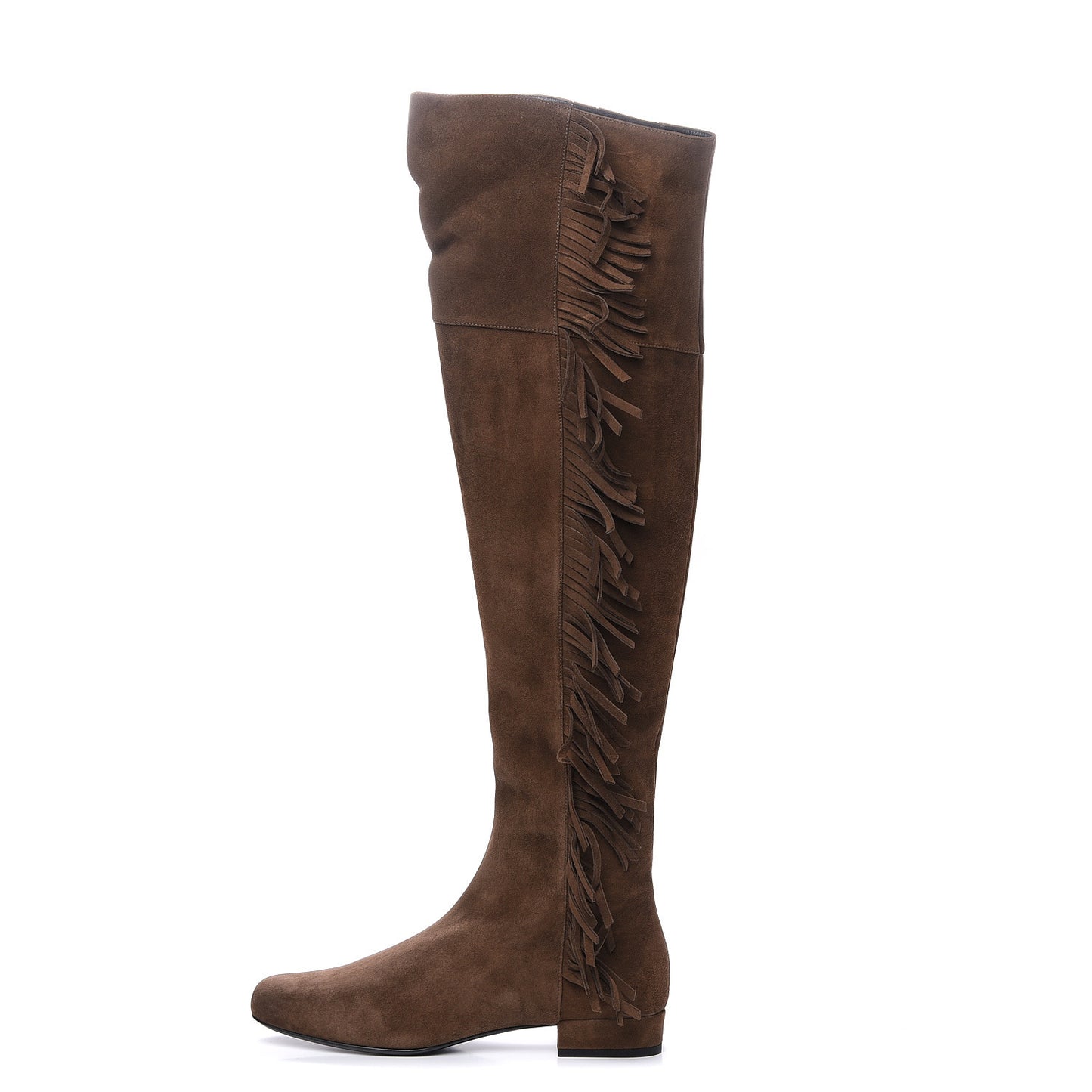 Suede Goatskin BB 20 Over The Knee Fringed Boots 37.5 Coffee Brown