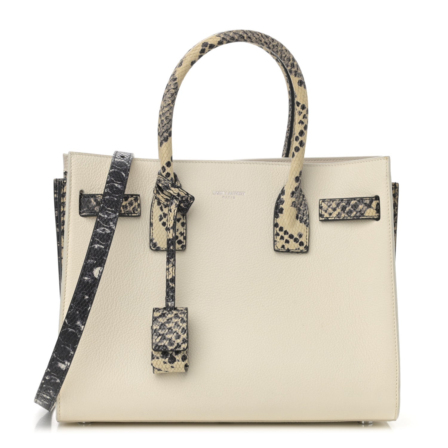Saint Laurent Grained Calfskin Baby Sac De Jour White Black 1 of 9