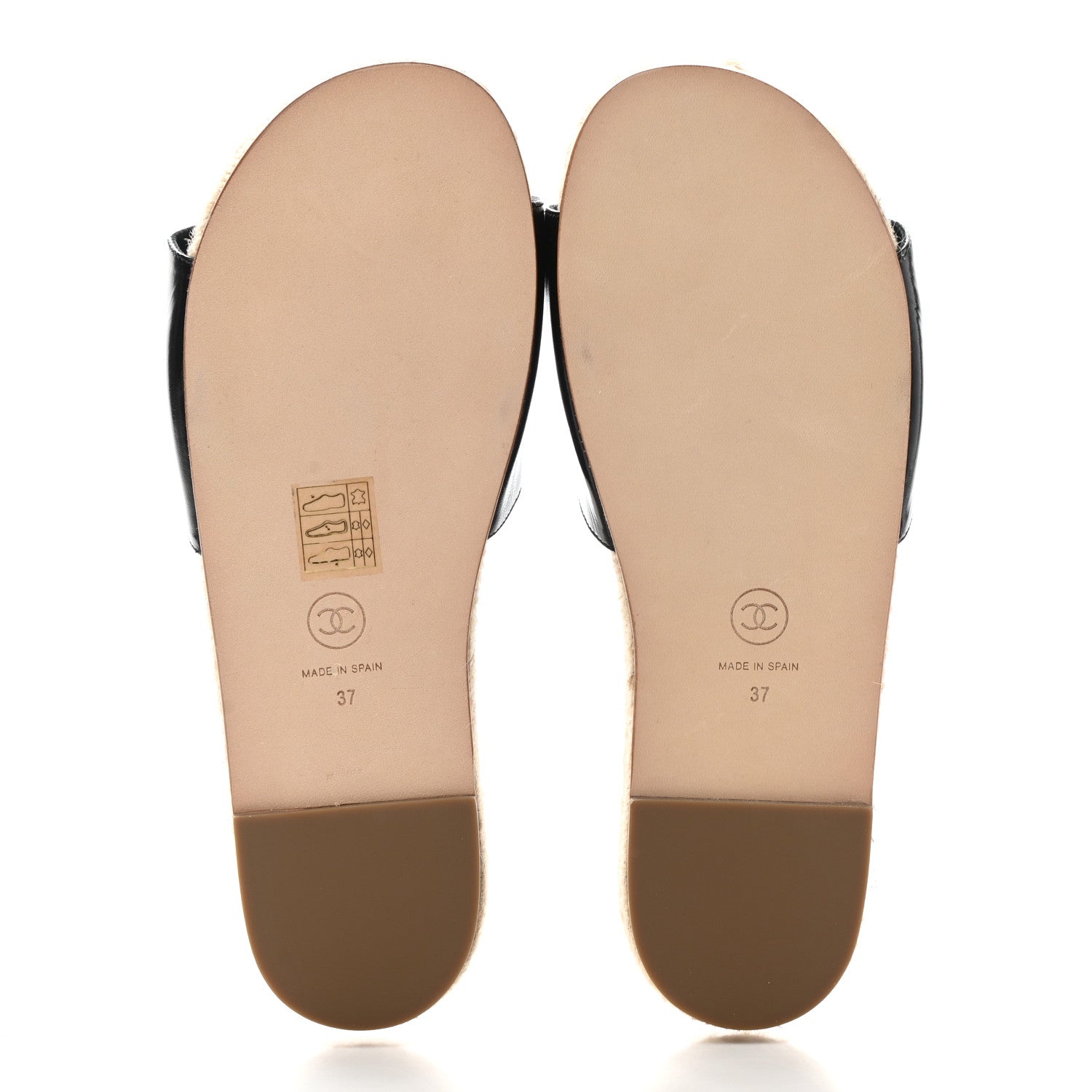 Chanel Patent Calfskin Crystal CC Espadrille Slip On Sandals 37 Black 5 of 9