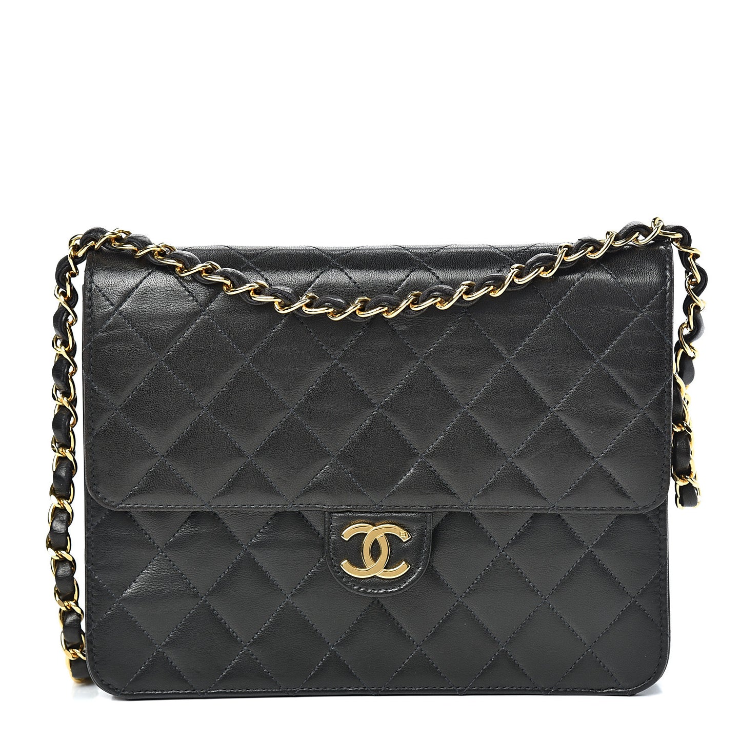 Lambskin Quilted Small Single Flap Bag Black