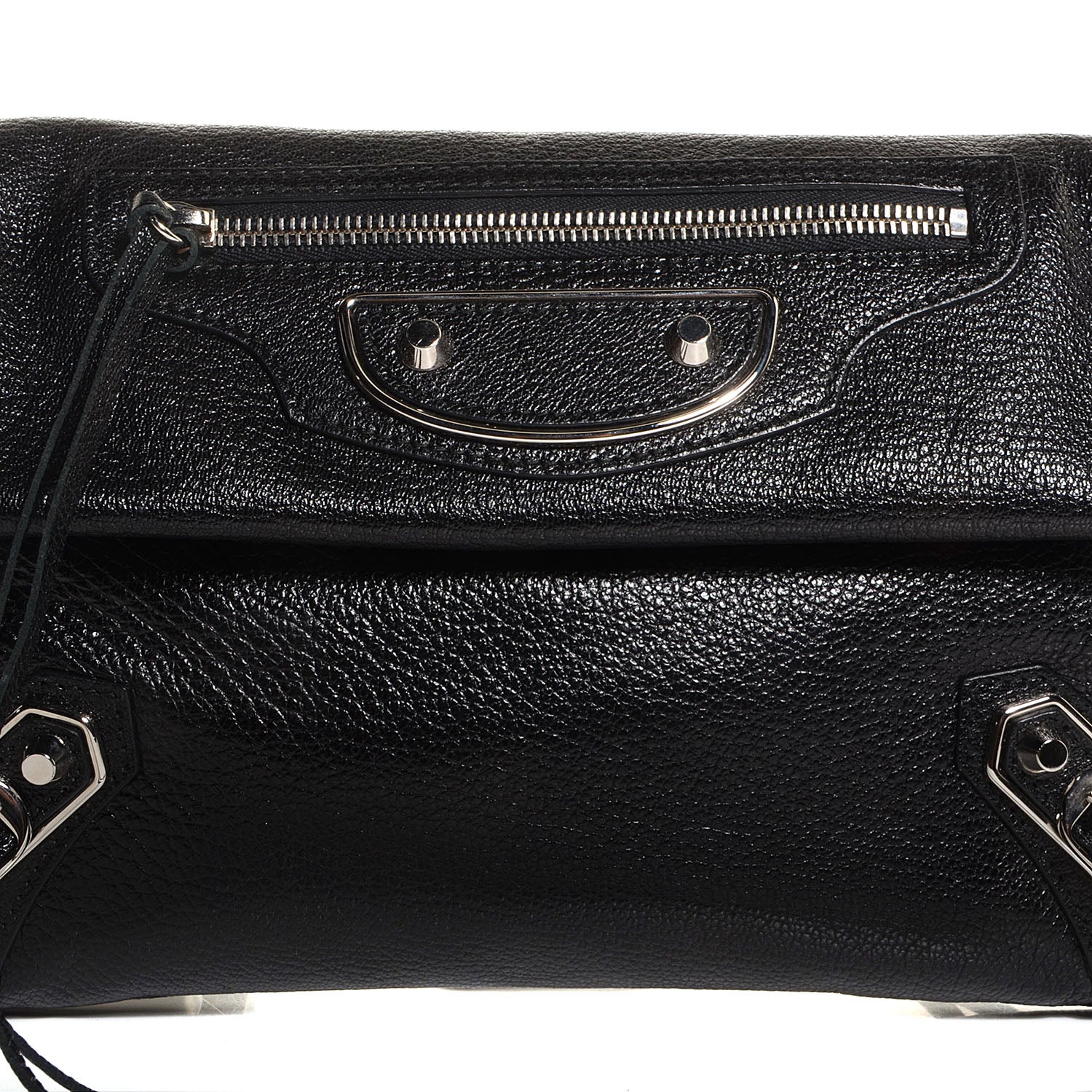 Balenciaga Chevre Metallic Edge Classic Silver Hardware Envelope Clutch Black 9 of 9