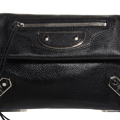 Balenciaga Chevre Metallic Edge Classic Silver Hardware Envelope Clutch Black 9 of 9