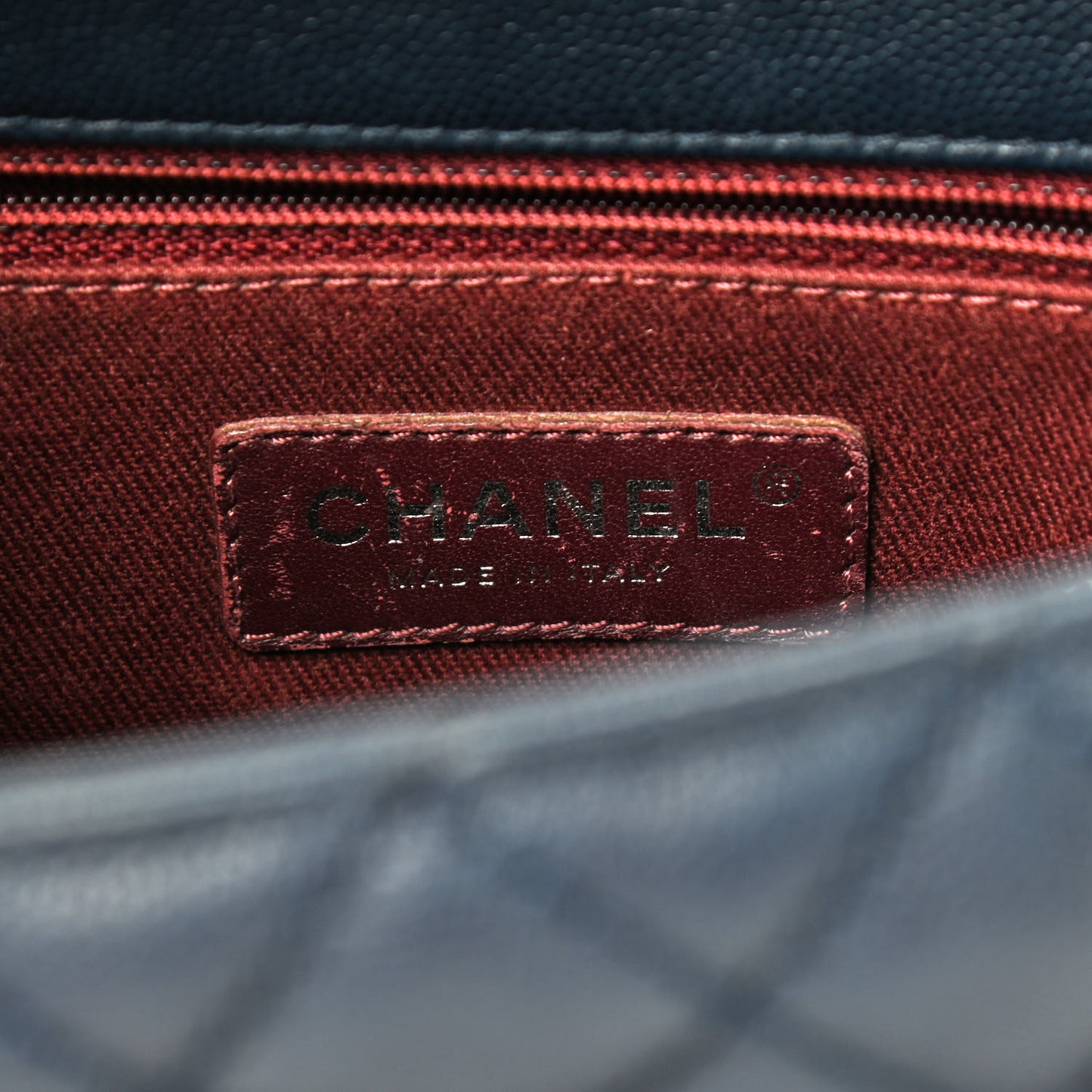 Caviar Quilted Small Coco Handle Flap Navy