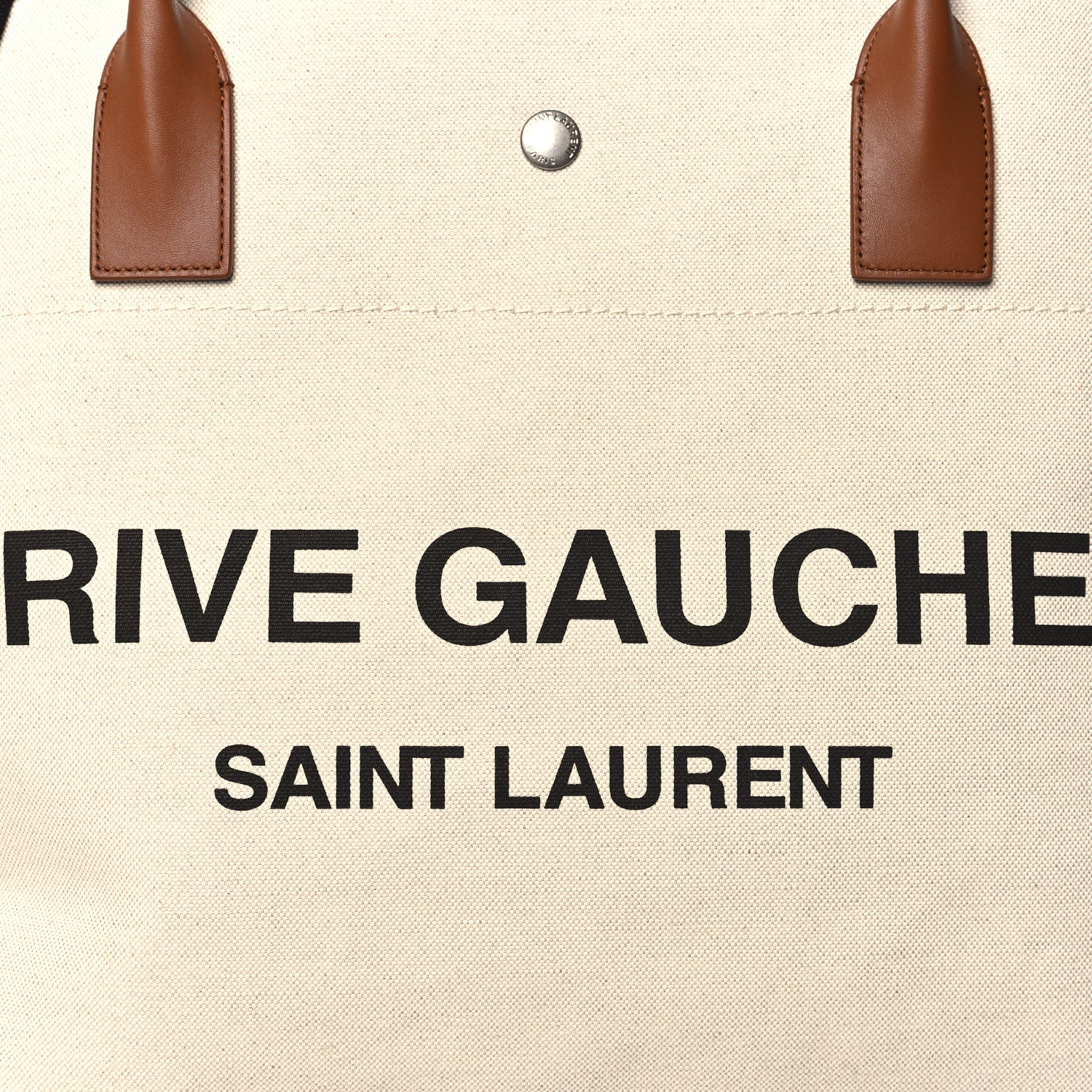 Saint Laurent Linen Calfskin Rive Gauche Maxi Tote Grege et Noir 8 of 12