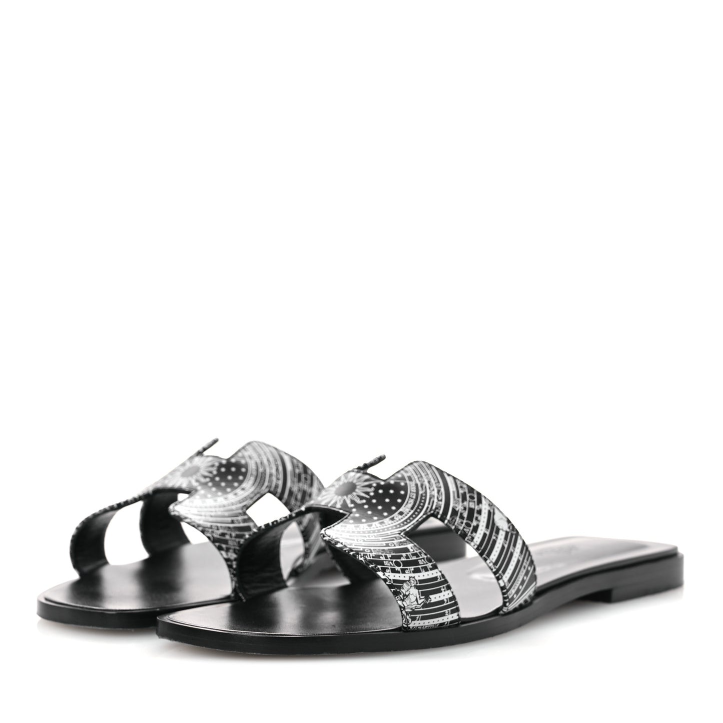 Calfskin Astrologie Bandana Oran Sandals 38 Black White